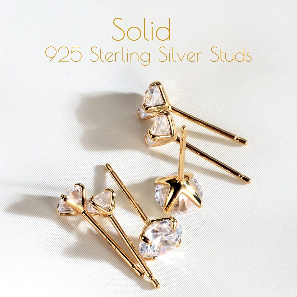 925 Sterling Silver Earrings, Cubic Zirconia Earrings Studs, Diamond Stud Earrings for Women Girl