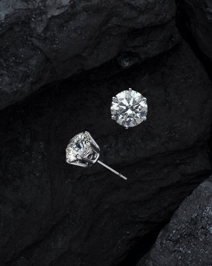 Close-Up Photo Diamonds Stud Earrings